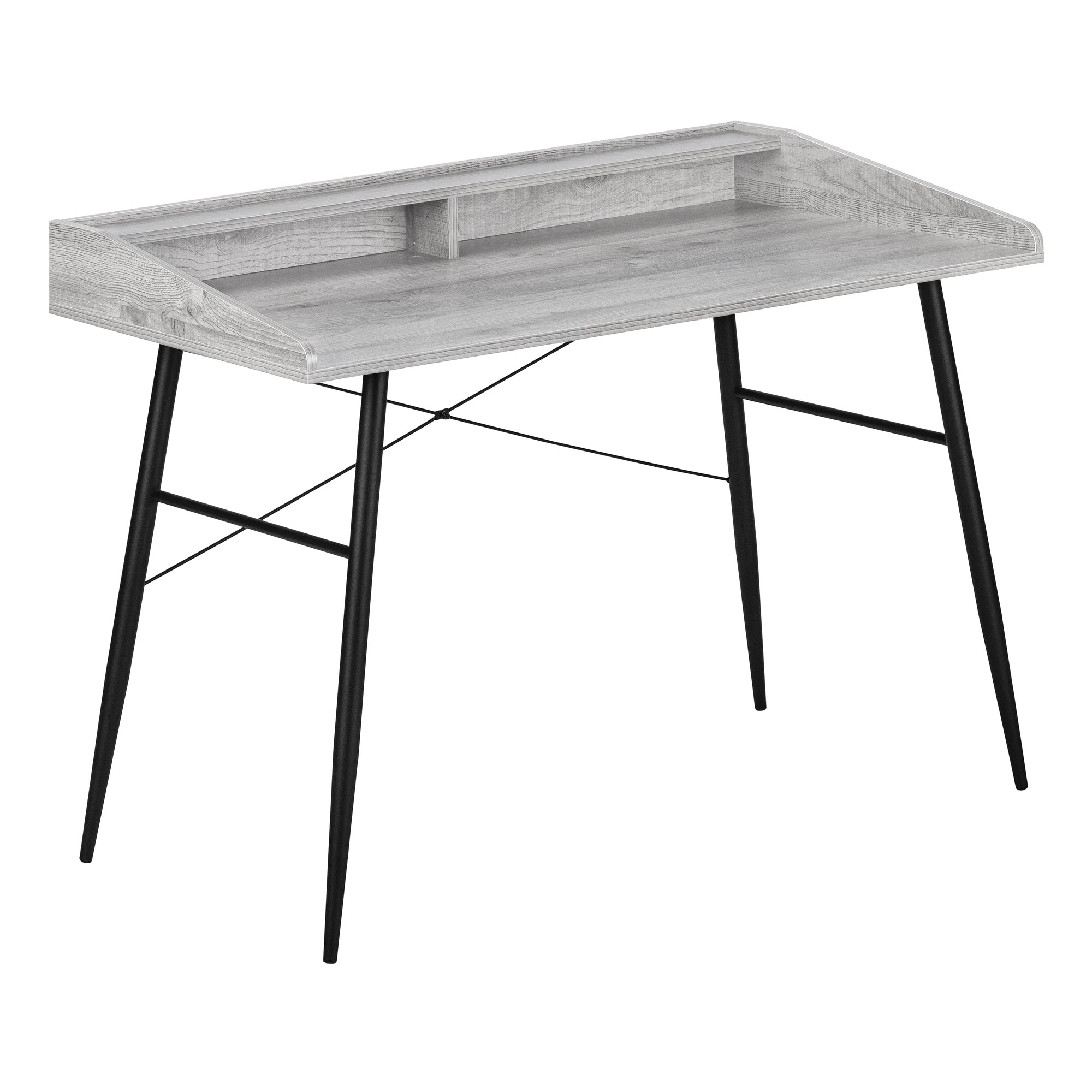 I 7541 Bureau, Bureau À Domicile, Ordinateur Portable, Étagères De Rangement, 48"l, Travail, Métal, Stratifié, Gris, Noir, Contemporain, Moderne - Simple Boutique