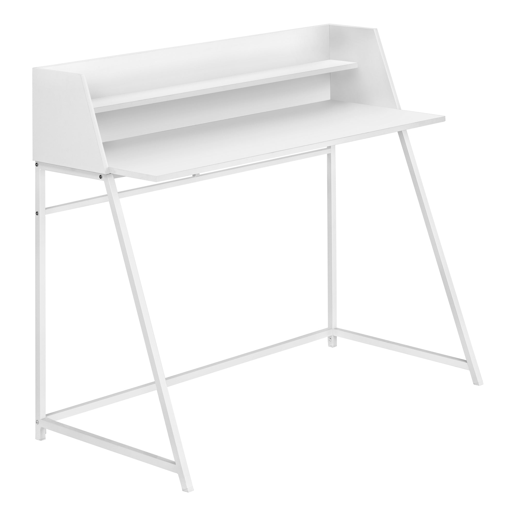 I 7545 Bureau, Bureau À Domicile, Ordinateur Portable, Étagères De Rangement, 48"l, Travail, Métal, Stratifié, Blanc, Contemporain, Moderne - Simple Boutique