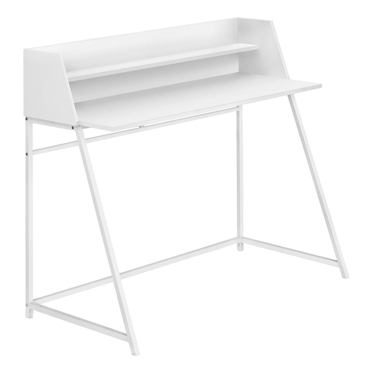 I 7545 Bureau, Bureau À Domicile, Ordinateur Portable, Étagères De Rangement, 48"l, Travail, Métal, Stratifié, Blanc, Contemporain, Moderne - Simple Boutique