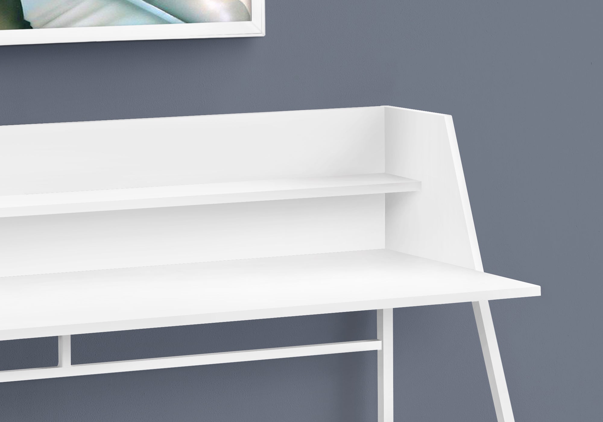 I 7545 Bureau, Bureau À Domicile, Ordinateur Portable, Étagères De Rangement, 48"l, Travail, Métal, Stratifié, Blanc, Contemporain, Moderne - Simple Boutique