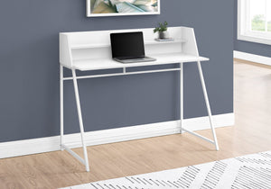 I 7545 Bureau, Bureau À Domicile, Ordinateur Portable, Étagères De Rangement, 48"l, Travail, Métal, Stratifié, Blanc, Contemporain, Moderne - Simple Boutique