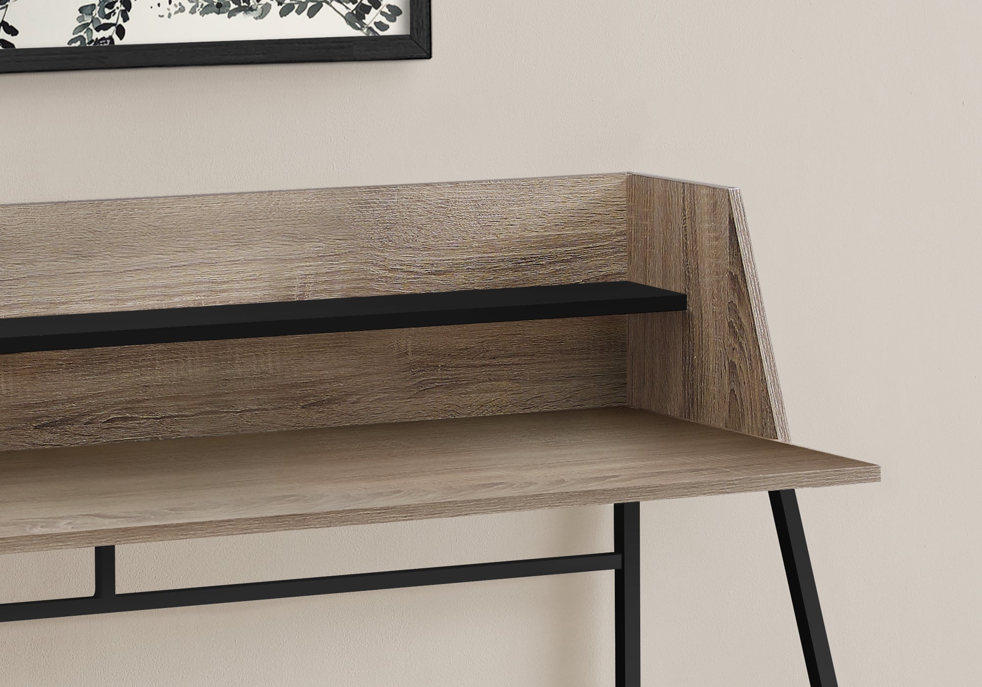 I 7546 Bureau, Bureau À Domicile, Ordinateur Portable, Étagères De Rangement, 48"l, Travail, Métal, Stratifié, Brun, Noir, Contemporain, Moderne - Simple Boutique