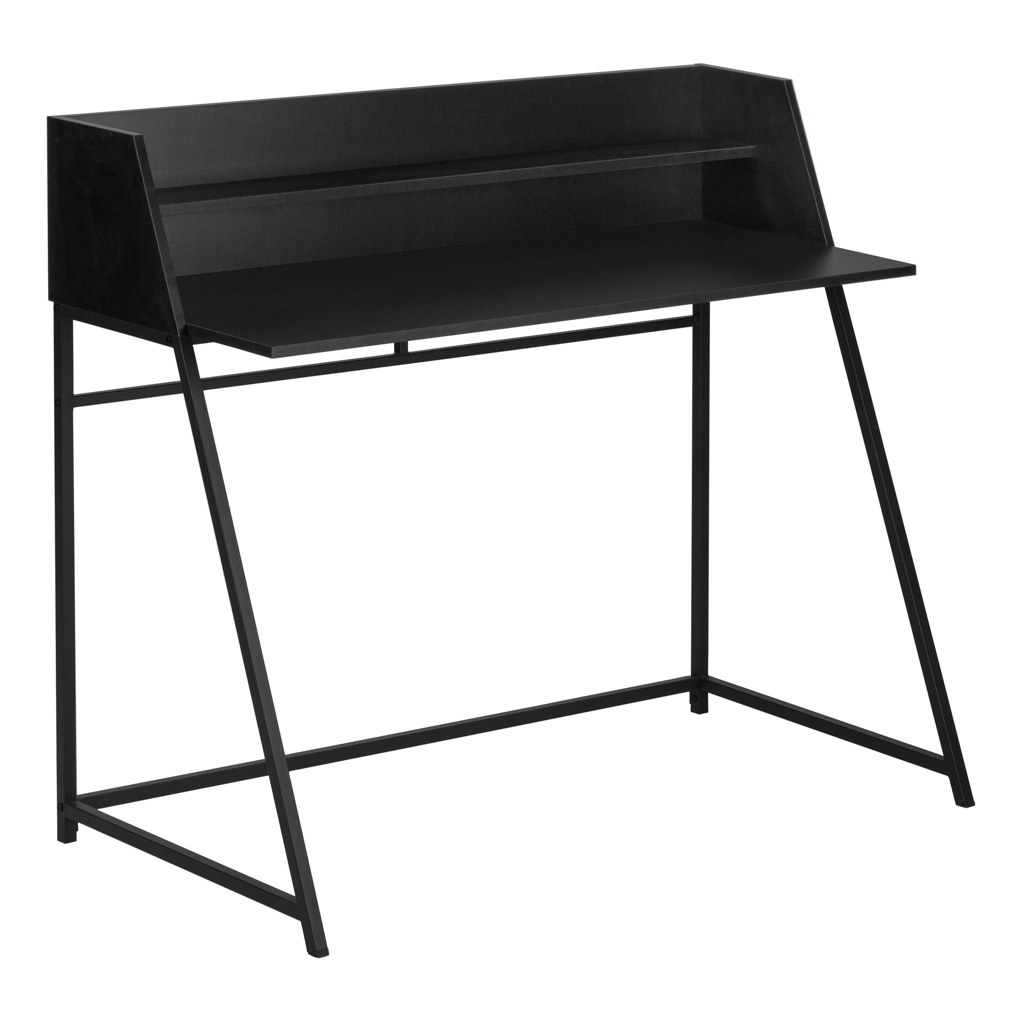 I 7547 Bureau, Bureau À Domicile, Ordinateur Portable, Étagères De Rangement, 48"l, Travail, Métal, Stratifié, Noir, Contemporain, Moderne - Simple Boutique