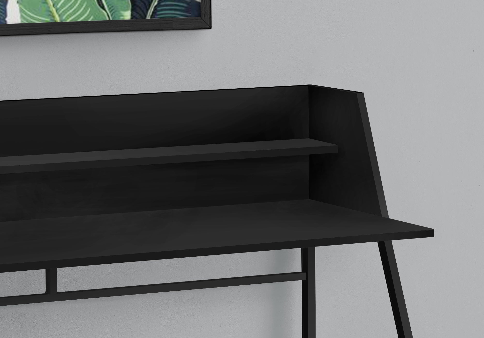 I 7547 Bureau, Bureau À Domicile, Ordinateur Portable, Étagères De Rangement, 48"l, Travail, Métal, Stratifié, Noir, Contemporain, Moderne - Simple Boutique
