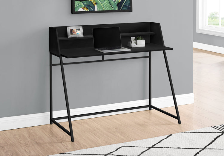 I 7547 Bureau, Bureau À Domicile, Ordinateur Portable, Étagères De Rangement, 48"l, Travail, Métal, Stratifié, Noir, Contemporain, Moderne - Simple Boutique