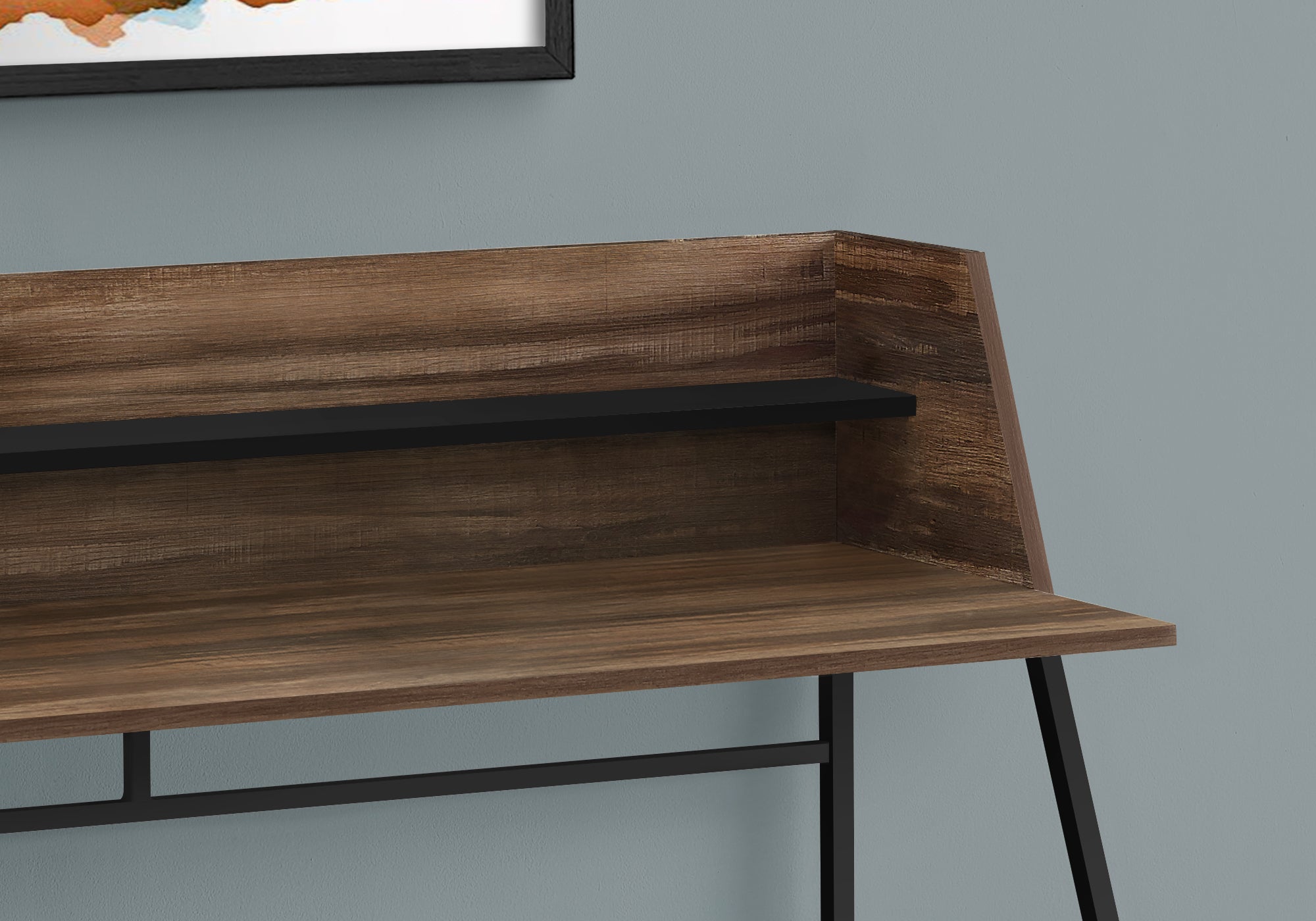 I 7548 Bureau, Bureau À Domicile, Ordinateur Portable, Étagères De Rangement, 48"l, Travail, Métal, Stratifié, Brun, Noir, Contemporain, Moderne - Simple Boutique