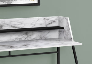 I 7549 Bureau, Bureau À Domicile, Ordinateur Portable, Étagères De Rangement, 48"l, Travail, Métal, Stratifié, Aspect Marbre Blanc, Noir, Contemporain, Moderne - Simple Boutique