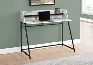 I 7549 Bureau, Bureau À Domicile, Ordinateur Portable, Étagères De Rangement, 48"l, Travail, Métal, Stratifié, Aspect Marbre Blanc, Noir, Contemporain, Moderne - Simple Boutique