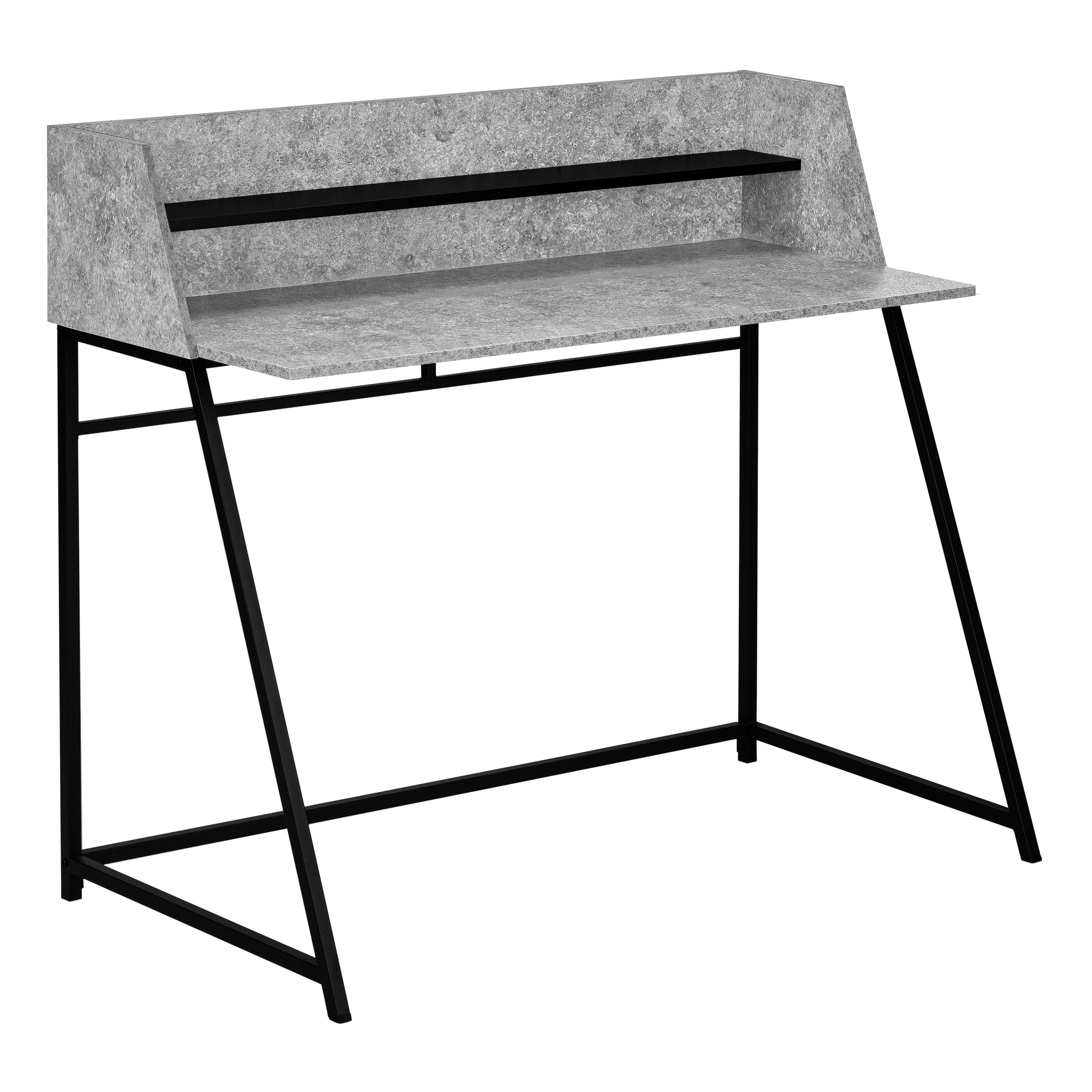 I 7550 Bureau, Bureau À Domicile, Ordinateur Portable, Étagères De Rangement, 48"l, Travail, Métal, Stratifié, Gris, Noir, Contemporain, Moderne - Simple Boutique