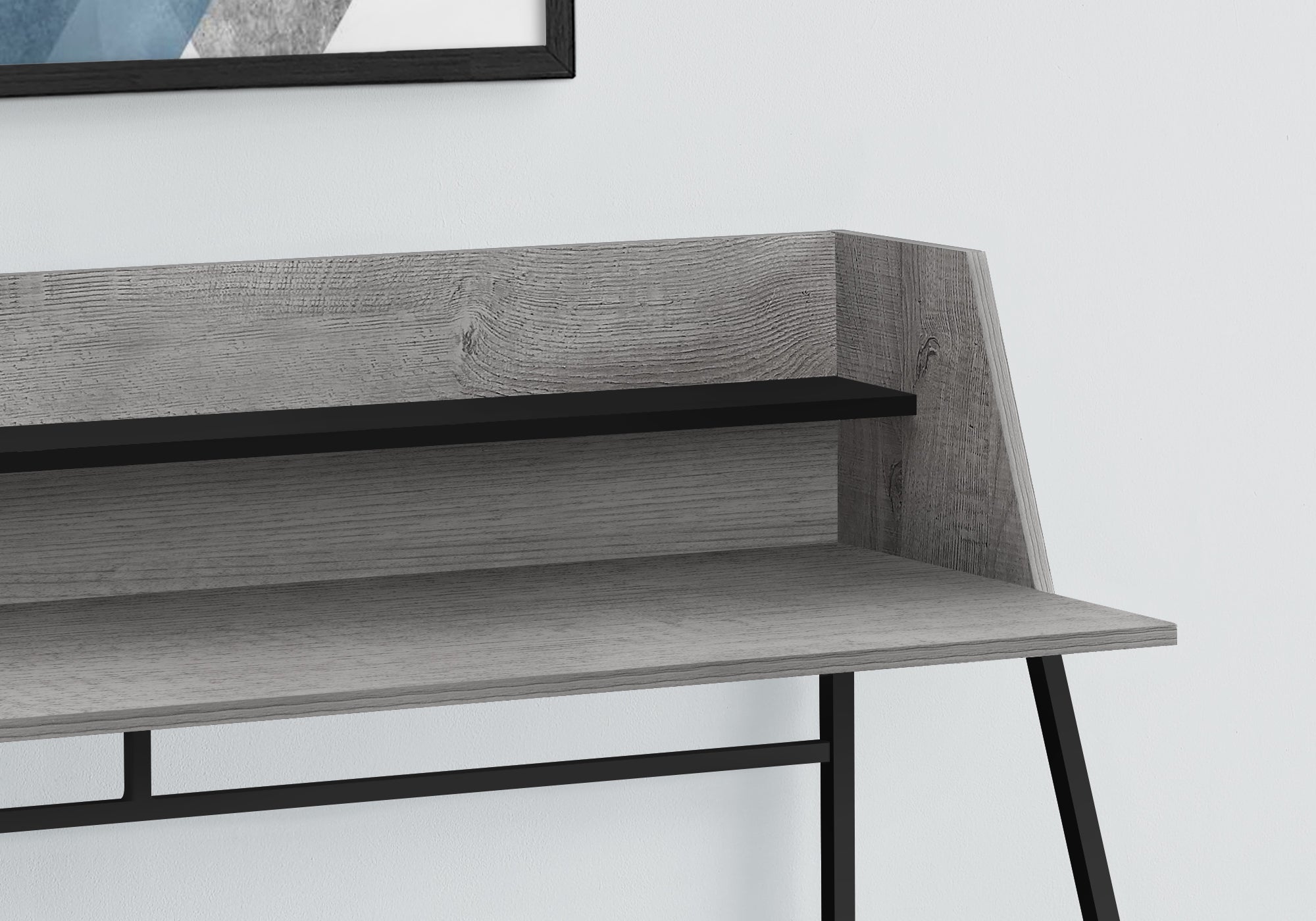 I 7551 Bureau, Bureau À Domicile, Ordinateur Portable, Étagères De Rangement, 48"l, Travail, Métal, Stratifié, Gris, Noir, Contemporain, Moderne - Simple Boutique