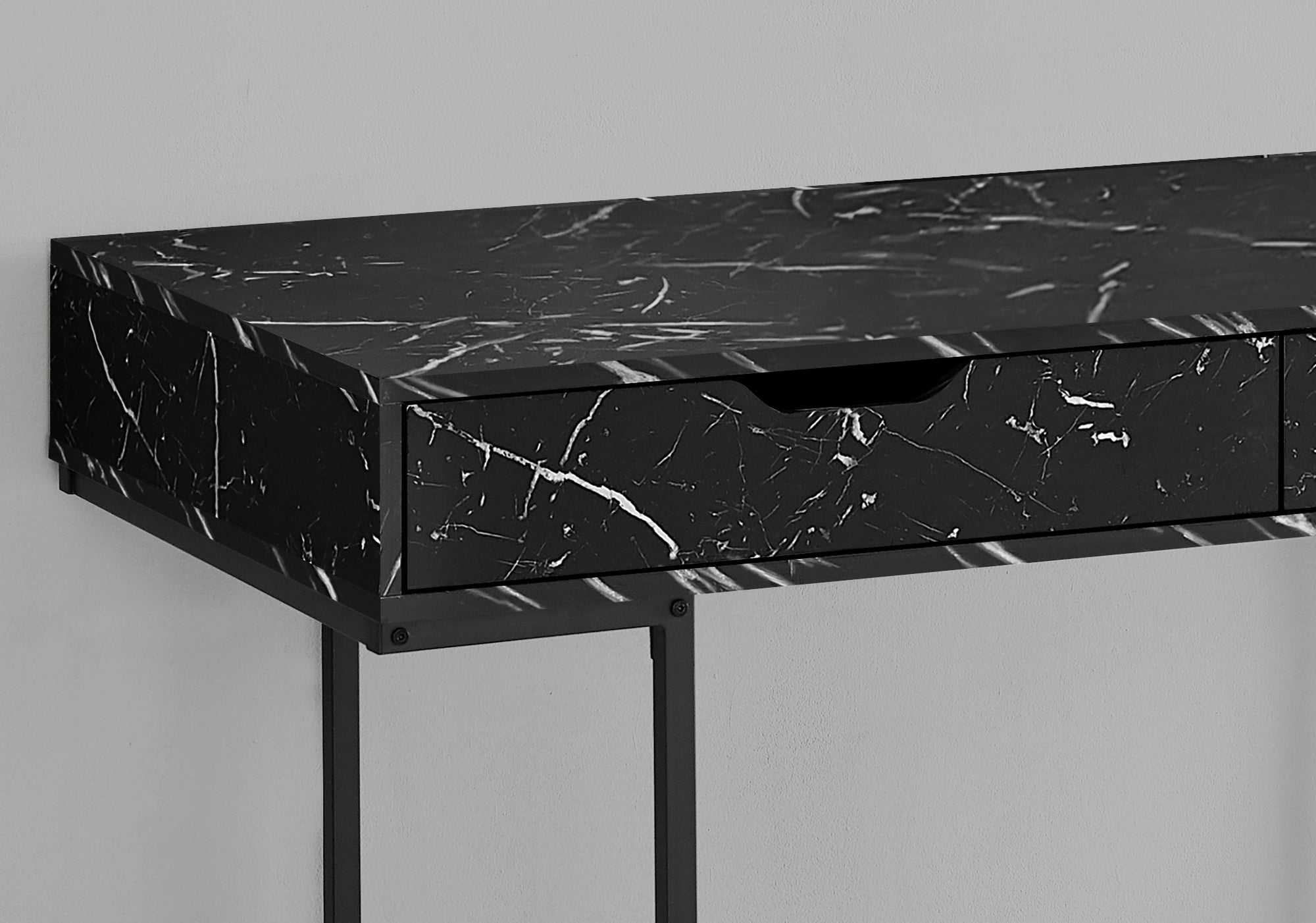 I 7552 Bureau, Bureau À Domicile, Ordinateur Portable, Tiroirs De Rangement, 48"l, Travail, Métal, Stratifié, D'aspect Marbre Noir, Contemporain, Moderne - Simple Boutique
