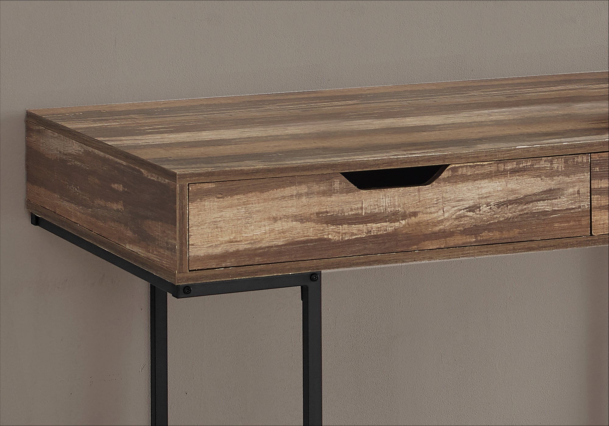 I 7557 Bureau, Bureau À Domicile, Ordinateur Portable, Tiroirs De Rangement, 48"l, Travail, Métal, Stratifié, Brun, Noir, Contemporain, Moderne - Simple Boutique