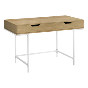 I 7569 Bureau, Bureau À Domicile, Ordinateur Portable, Tiroirs De Rangement, 48"l, Travail, Métal, Stratifié, Naturel, Blanc, Contemporain, Moderne - Simple Boutique