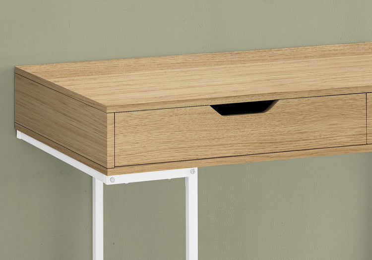 I 7569 Bureau, Bureau À Domicile, Ordinateur Portable, Tiroirs De Rangement, 48"l, Travail, Métal, Stratifié, Naturel, Blanc, Contemporain, Moderne - Simple Boutique