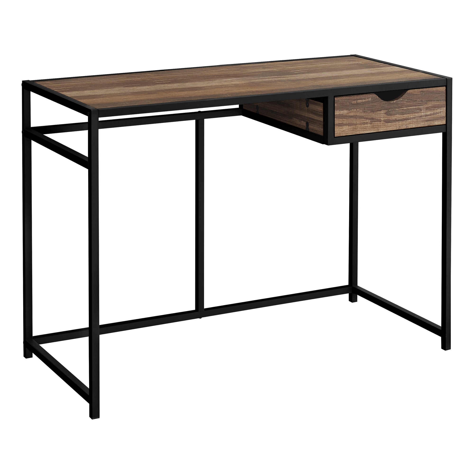I 7574 Bureau, Bureau À Domicile, Ordinateur Portable, Tiroir De Rangement, 42"l, Travail, Métal, Stratifié, Brun, Noir, Contemporain, Moderne - Simple Boutique