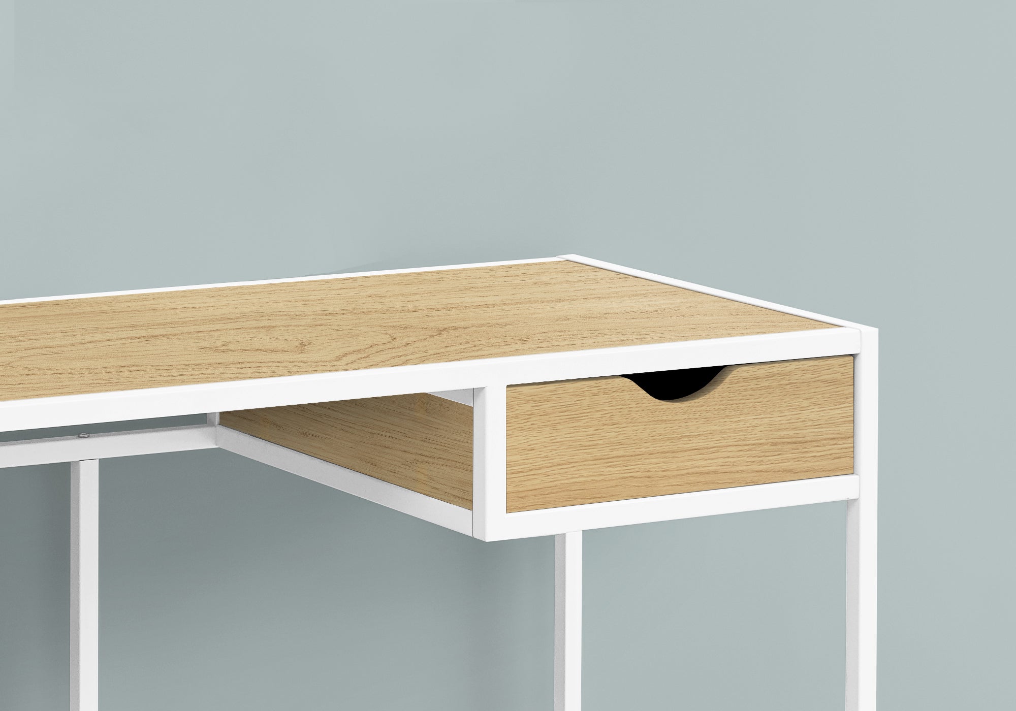 I 7575 Bureau, Bureau À Domicile, Ordinateur Portable, Tiroir De Rangement, 42"l, Travail, Métal, Stratifié, Naturel, Blanc, Contemporain, Moderne - Simple Boutique