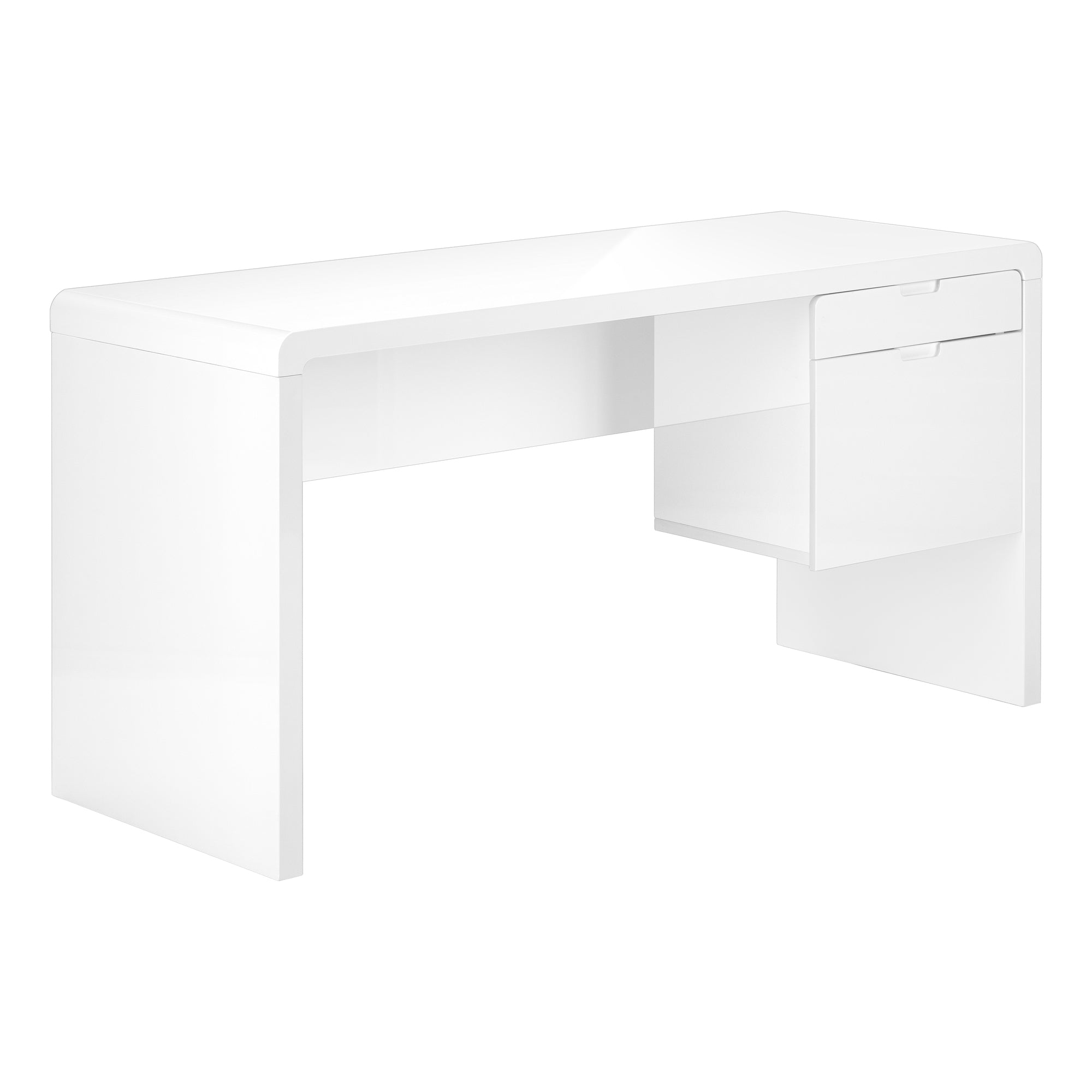 I 7581 Bureau, Bureau À Domicile, Ordinateur Portable, Configuration Gauche, Droite, Tiroirs De Rangement, 60"l, Travail, Stratifié, Blanc Lustré, Contemporain, Moderne - Simple Boutique