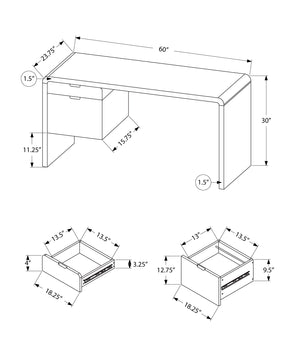 I 7581 Bureau, Bureau À Domicile, Ordinateur Portable, Configuration Gauche, Droite, Tiroirs De Rangement, 60"l, Travail, Stratifié, Blanc Lustré, Contemporain, Moderne - Simple Boutique