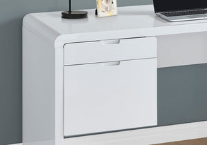 I 7581 Bureau, Bureau À Domicile, Ordinateur Portable, Configuration Gauche, Droite, Tiroirs De Rangement, 60"l, Travail, Stratifié, Blanc Lustré, Contemporain, Moderne - Simple Boutique