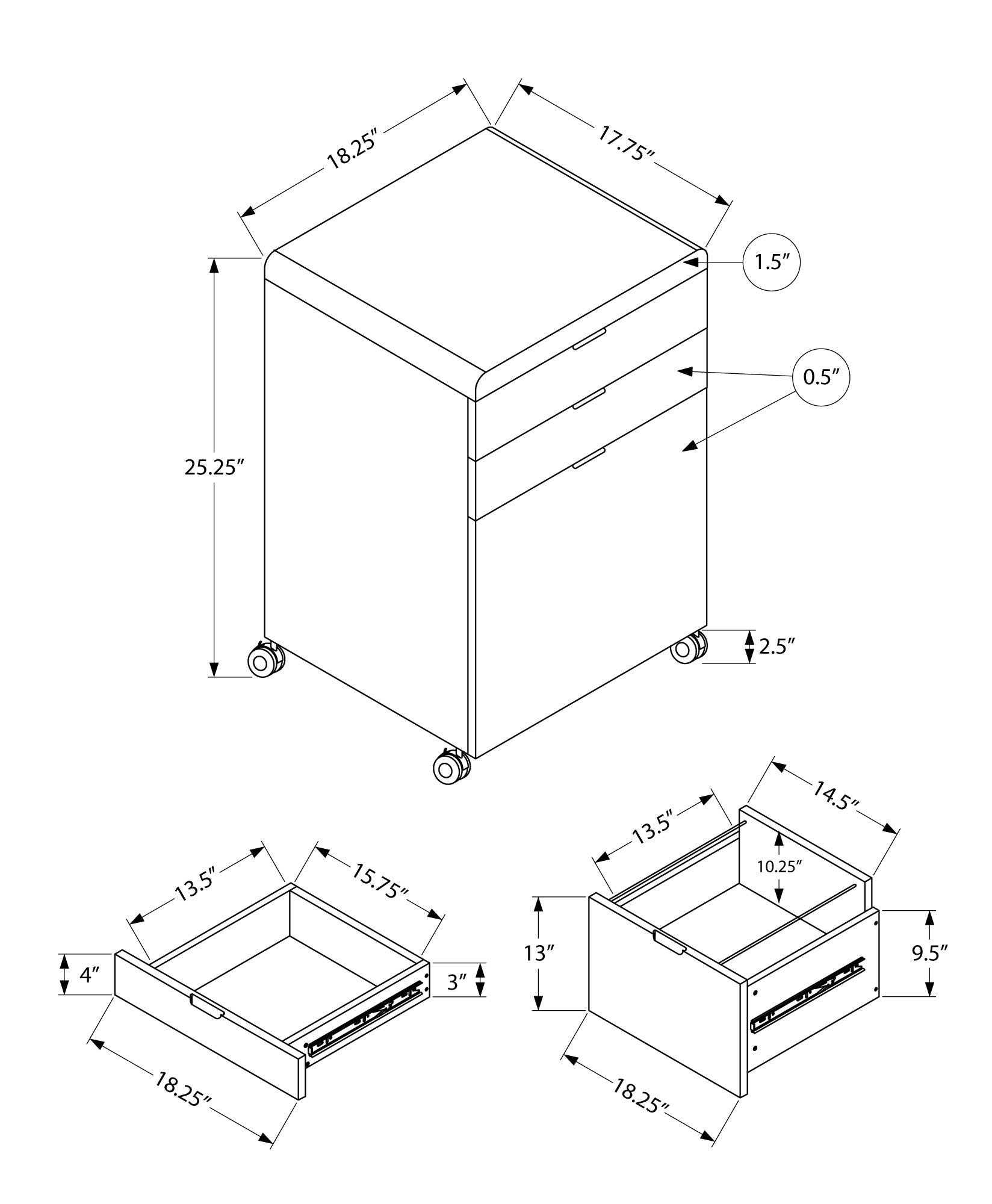 I 7583 Classeur, Mobile Roulant, Tiroirs De Rangement, Support D'imprimante, Bureau, Travail, Stratifié, Blanc Lustré, Contemporain, Moderne - Simple Boutique