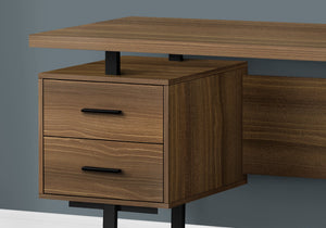 I 7625 Bureau, Bureau À Domicile, Ordinateur Portable, Configuration Gauche, Droite, Tiroirs De Rangement, 60"l, Travail, Métal, Stratifié, Noyer, Noir, Contemporain, Moderne - Simple Boutique