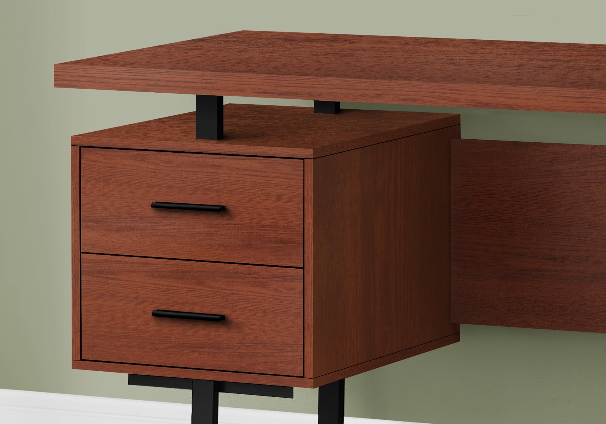 I 7626 Bureau, Bureau À Domicile, Ordinateur Portable, Configuration Gauche, Droite, Tiroirs De Rangement, 60"l, Travail, Métal, Stratifié, Brun, Noir, Contemporain, Moderne - Simple Boutique
