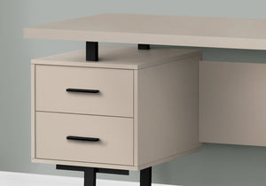 I 7629 Bureau, Bureau À Domicile, Ordinateur Portable, Configuration Gauche, Droite, Tiroirs De Rangement, 60"l, Travail, Métal, Stratifié, Beige, Noir, Contemporain, Moderne - Simple Boutique