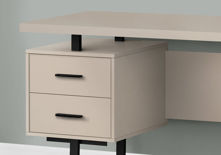 I 7629 Bureau, Bureau À Domicile, Ordinateur Portable, Configuration Gauche, Droite, Tiroirs De Rangement, 60"l, Travail, Métal, Stratifié, Beige, Noir, Contemporain, Moderne - Simple Boutique