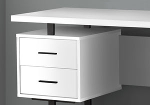I 7631 Bureau, Bureau À Domicile, Ordinateur Portable, Configuration Gauche, Droite, Tiroirs De Rangement, 60"l, Travail, Métal, Stratifié, Blanc, Noir, Contemporain, Moderne - Simple Boutique