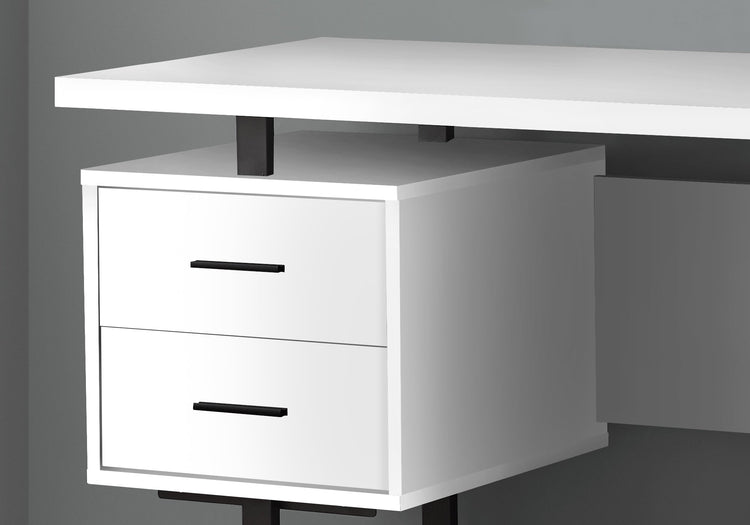 I 7631 Bureau, Bureau À Domicile, Ordinateur Portable, Configuration Gauche, Droite, Tiroirs De Rangement, 60"l, Travail, Métal, Stratifié, Blanc, Noir, Contemporain, Moderne - Simple Boutique