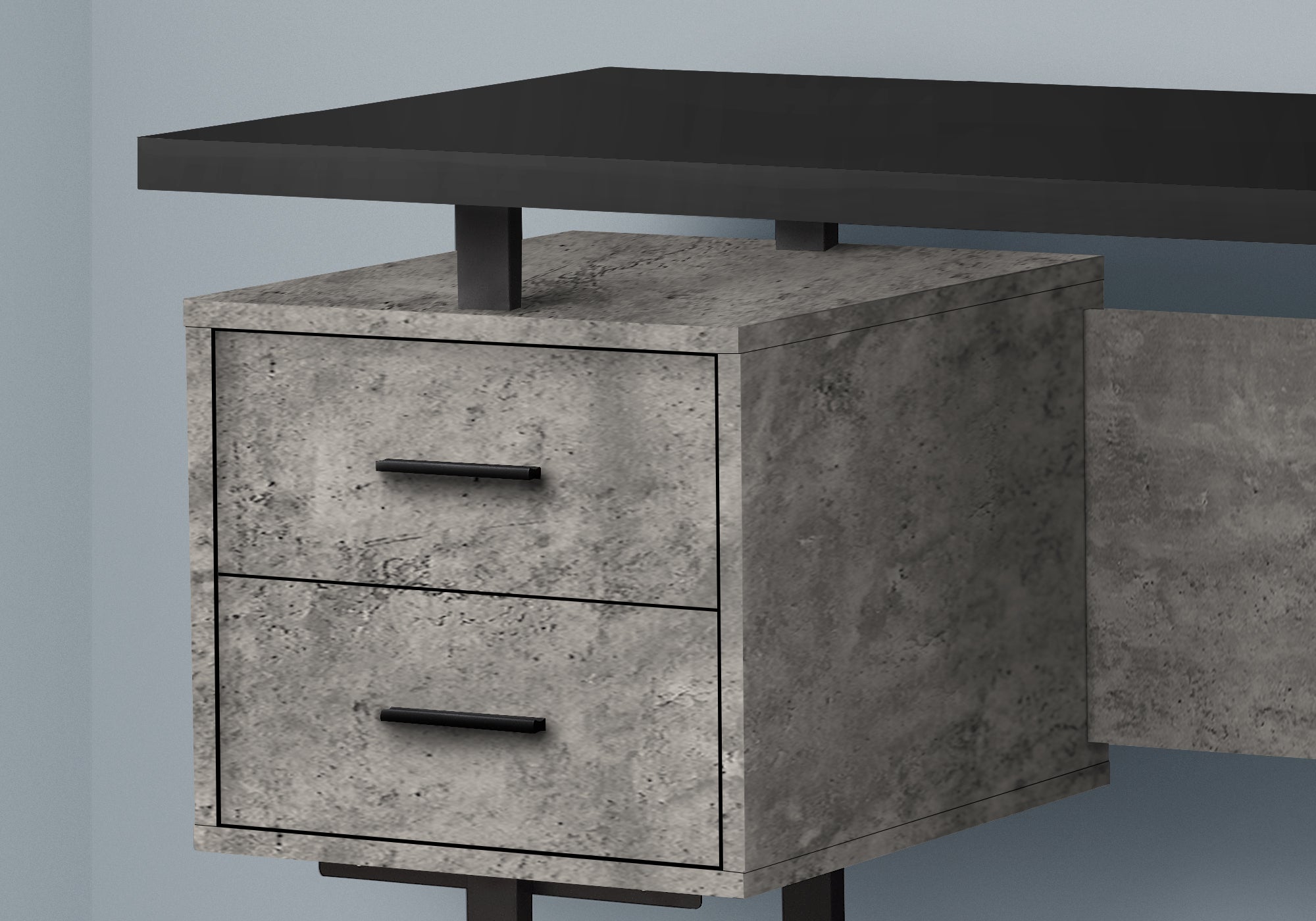 I 7632 Bureau, Bureau À Domicile, Ordinateur Portable, Configuration Gauche, Droite, Tiroirs De Rangement, 60"l, Travail, Métal, Stratifié, Gris, Noir, Contemporain, Moderne - Simple Boutique