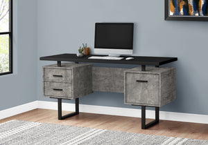 I 7632 Bureau, Bureau À Domicile, Ordinateur Portable, Configuration Gauche, Droite, Tiroirs De Rangement, 60"l, Travail, Métal, Stratifié, Gris, Noir, Contemporain, Moderne - Simple Boutique