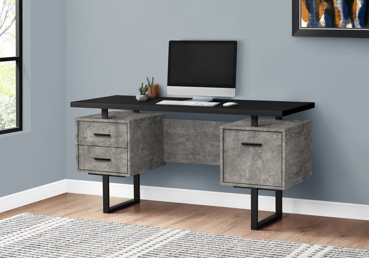 I 7632 Bureau, Bureau À Domicile, Ordinateur Portable, Configuration Gauche, Droite, Tiroirs De Rangement, 60"l, Travail, Métal, Stratifié, Gris, Noir, Contemporain, Moderne - Simple Boutique
