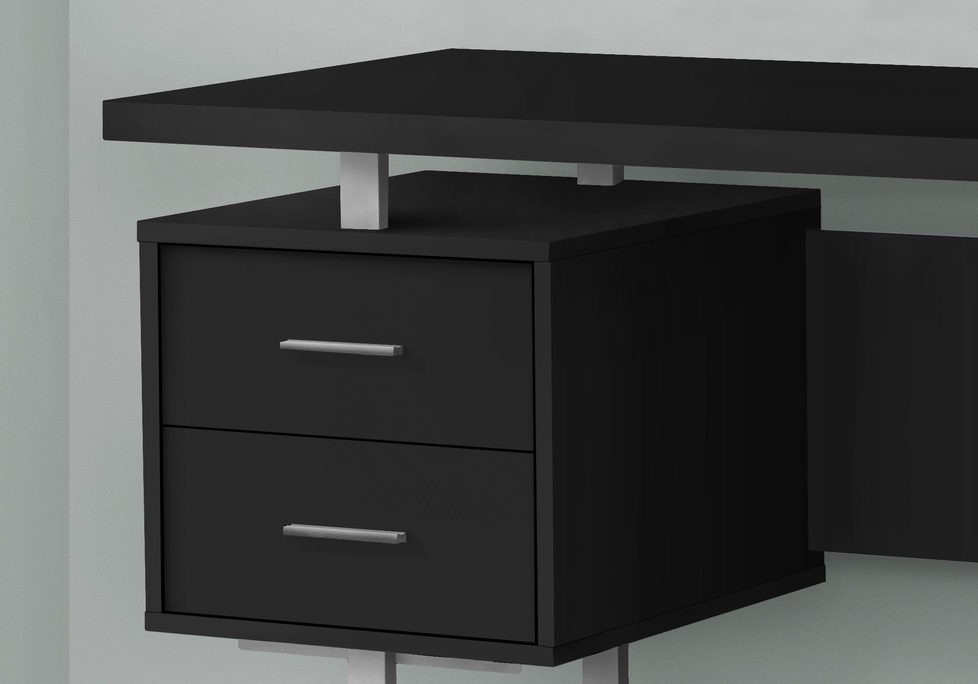 I 7634 Bureau, Bureau À Domicile, Ordinateur Portable, Configuration Gauche, Droite, Tiroirs De Rangement, 60"l, Travail, Métal, Stratifié, Noir, Gris, Contemporain, Moderne - Simple Boutique