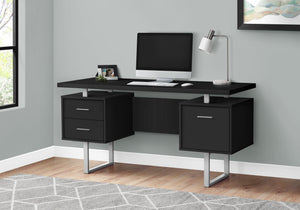 I 7634 Bureau, Bureau À Domicile, Ordinateur Portable, Configuration Gauche, Droite, Tiroirs De Rangement, 60"l, Travail, Métal, Stratifié, Noir, Gris, Contemporain, Moderne - Simple Boutique