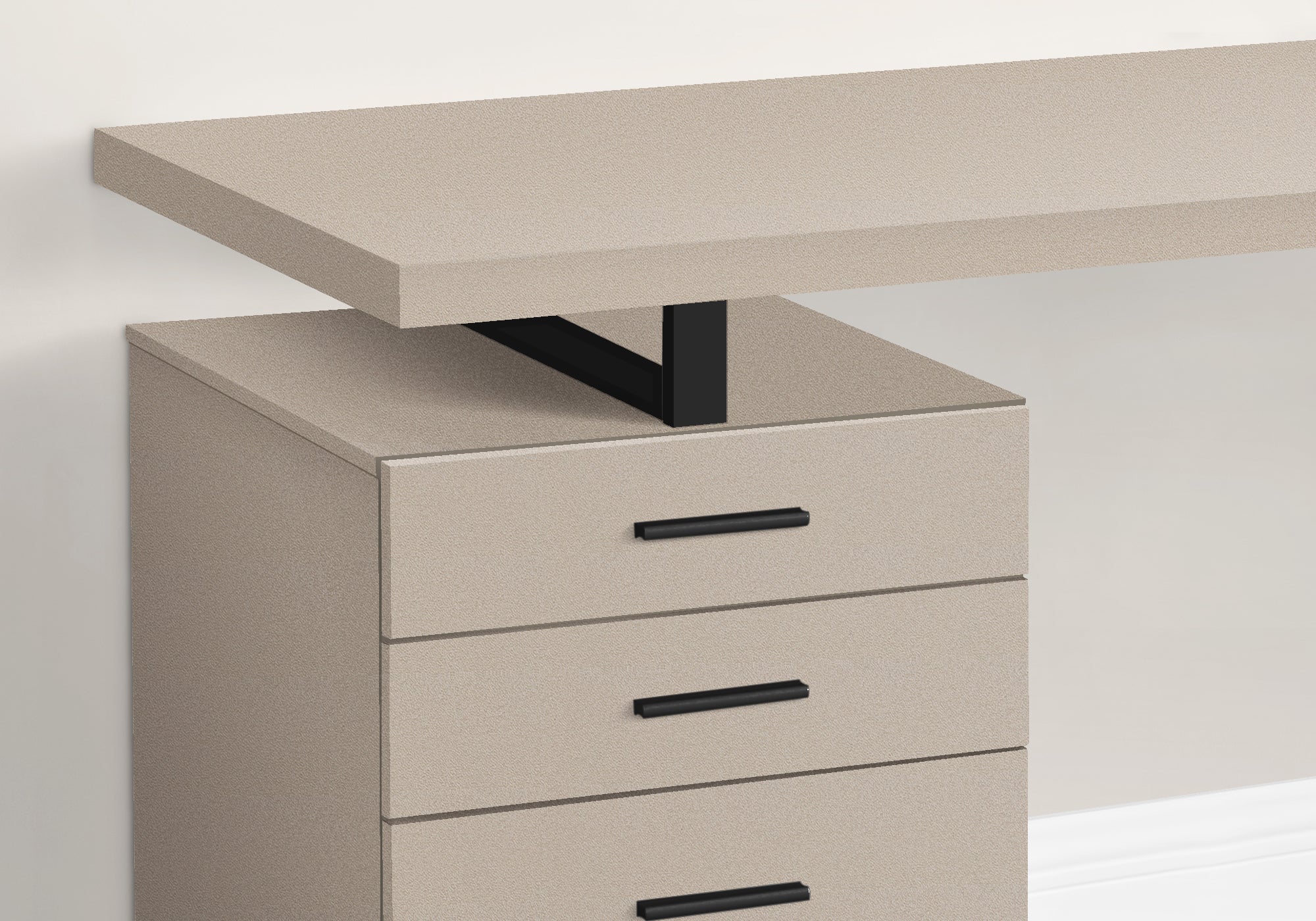 I 7644 Bureau, Bureau À Domicile, Ordinateur Portable, Configuration Gauche, Droite, Tiroirs De Rangement, 48"l, Travail, Métal, Stratifié, Beige, Noir, Contemporain, Moderne - Simple Boutique