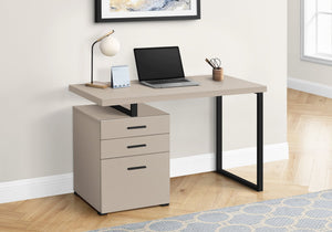 I 7644 Bureau, Bureau À Domicile, Ordinateur Portable, Configuration Gauche, Droite, Tiroirs De Rangement, 48"l, Travail, Métal, Stratifié, Beige, Noir, Contemporain, Moderne - Simple Boutique