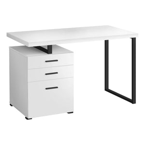 I 7646 Bureau, Bureau À Domicile, Ordinateur Portable, Configuration Gauche, Droite, Tiroirs De Rangement, 48"l, Travail, Métal, Stratifié, Blanc, Noir, Contemporain, Moderne - Simple Boutique