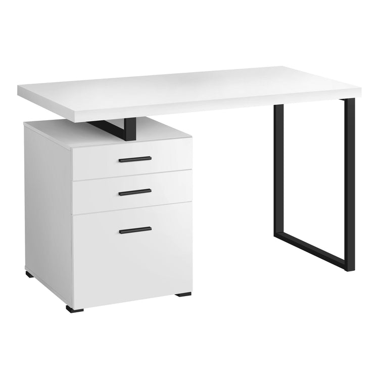 I 7646 Bureau, Bureau À Domicile, Ordinateur Portable, Configuration Gauche, Droite, Tiroirs De Rangement, 48"l, Travail, Métal, Stratifié, Blanc, Noir, Contemporain, Moderne - Simple Boutique