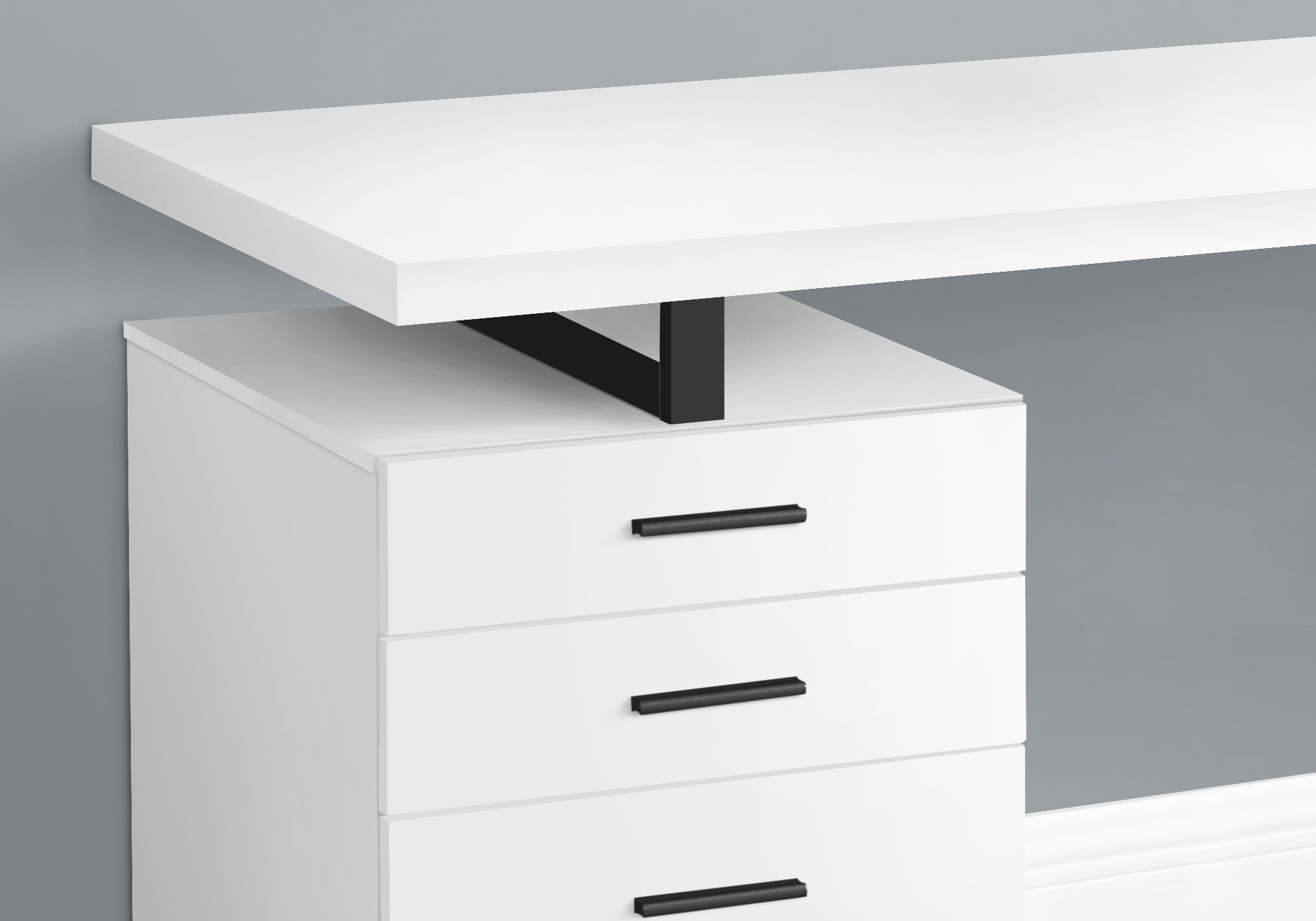 I 7646 Bureau, Bureau À Domicile, Ordinateur Portable, Configuration Gauche, Droite, Tiroirs De Rangement, 48"l, Travail, Métal, Stratifié, Blanc, Noir, Contemporain, Moderne - Simple Boutique