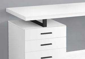 I 7646 Bureau, Bureau À Domicile, Ordinateur Portable, Configuration Gauche, Droite, Tiroirs De Rangement, 48"l, Travail, Métal, Stratifié, Blanc, Noir, Contemporain, Moderne - Simple Boutique