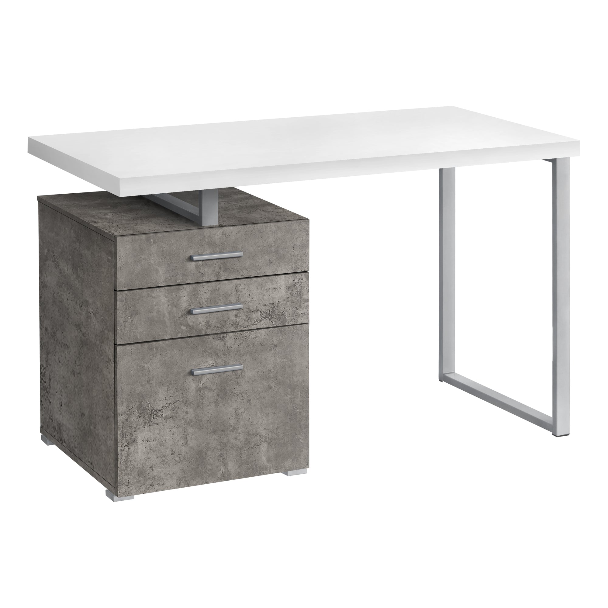 I 7648 Bureau, Bureau À Domicile, Ordinateur Portable, Configuration Gauche, Droite, Tiroirs De Rangement, 48"l, Travail, Métal, Stratifié, Gris, Blanc, Contemporain, Moderne - Simple Boutique