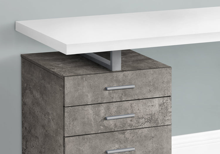 I 7648 Bureau, Bureau À Domicile, Ordinateur Portable, Configuration Gauche, Droite, Tiroirs De Rangement, 48"l, Travail, Métal, Stratifié, Gris, Blanc, Contemporain, Moderne - Simple Boutique