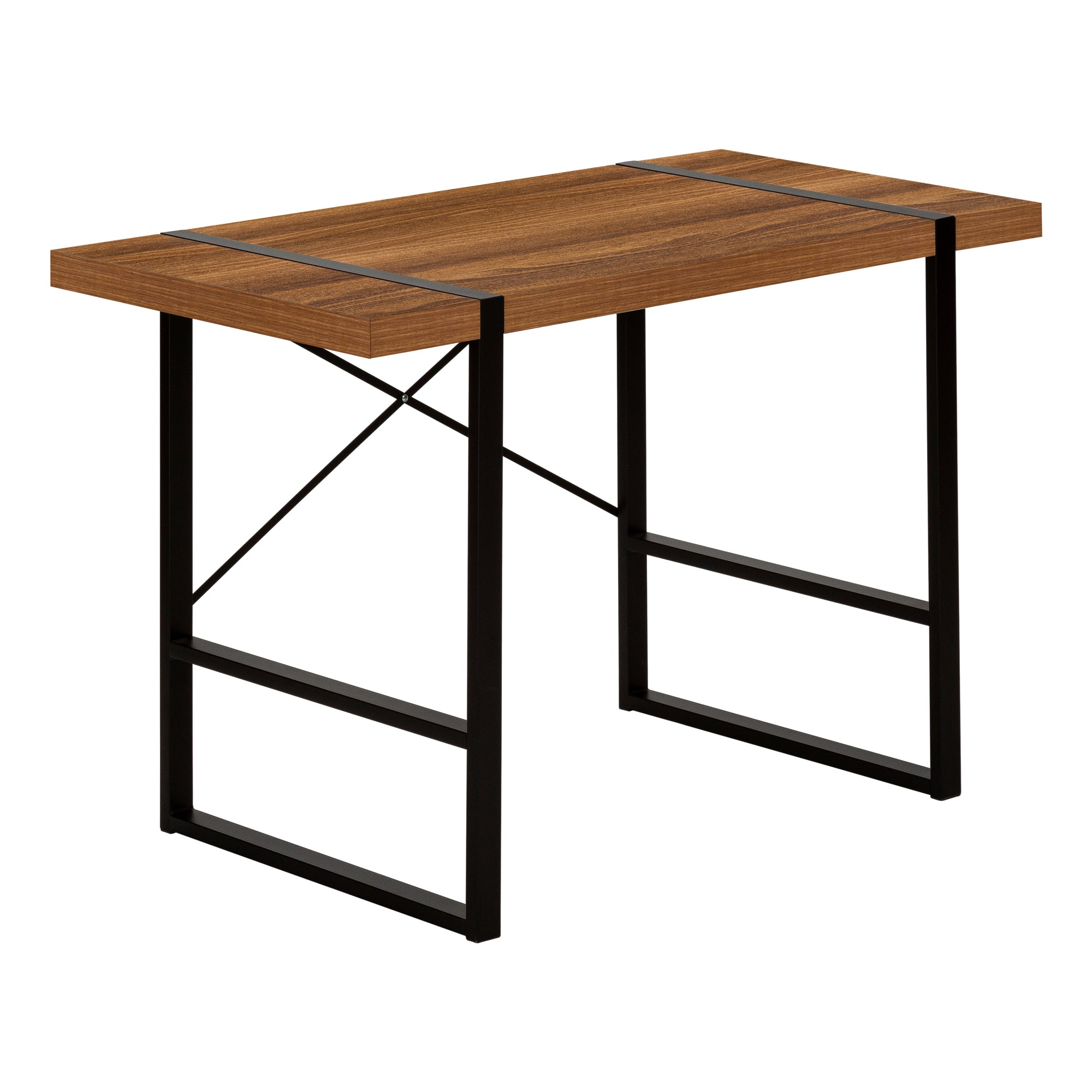 I 7655 Bureau, Bureau À Domicile, Ordinateur Portable, 48"l, Travail, Métal, Stratifié, Noyer, Noir, Contemporain, Moderne - Simple Boutique