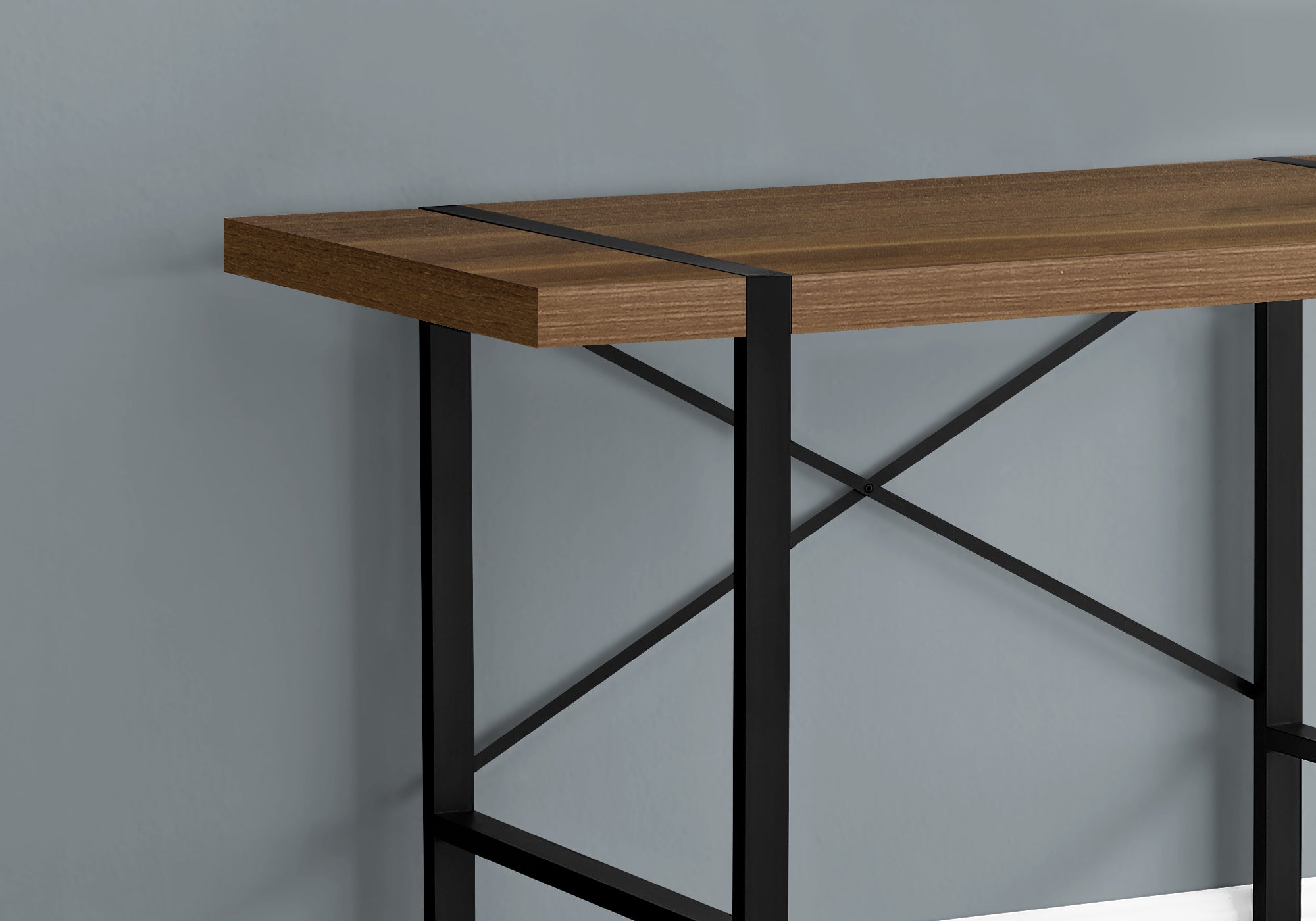 I 7655 Bureau, Bureau À Domicile, Ordinateur Portable, 48"l, Travail, Métal, Stratifié, Noyer, Noir, Contemporain, Moderne - Simple Boutique