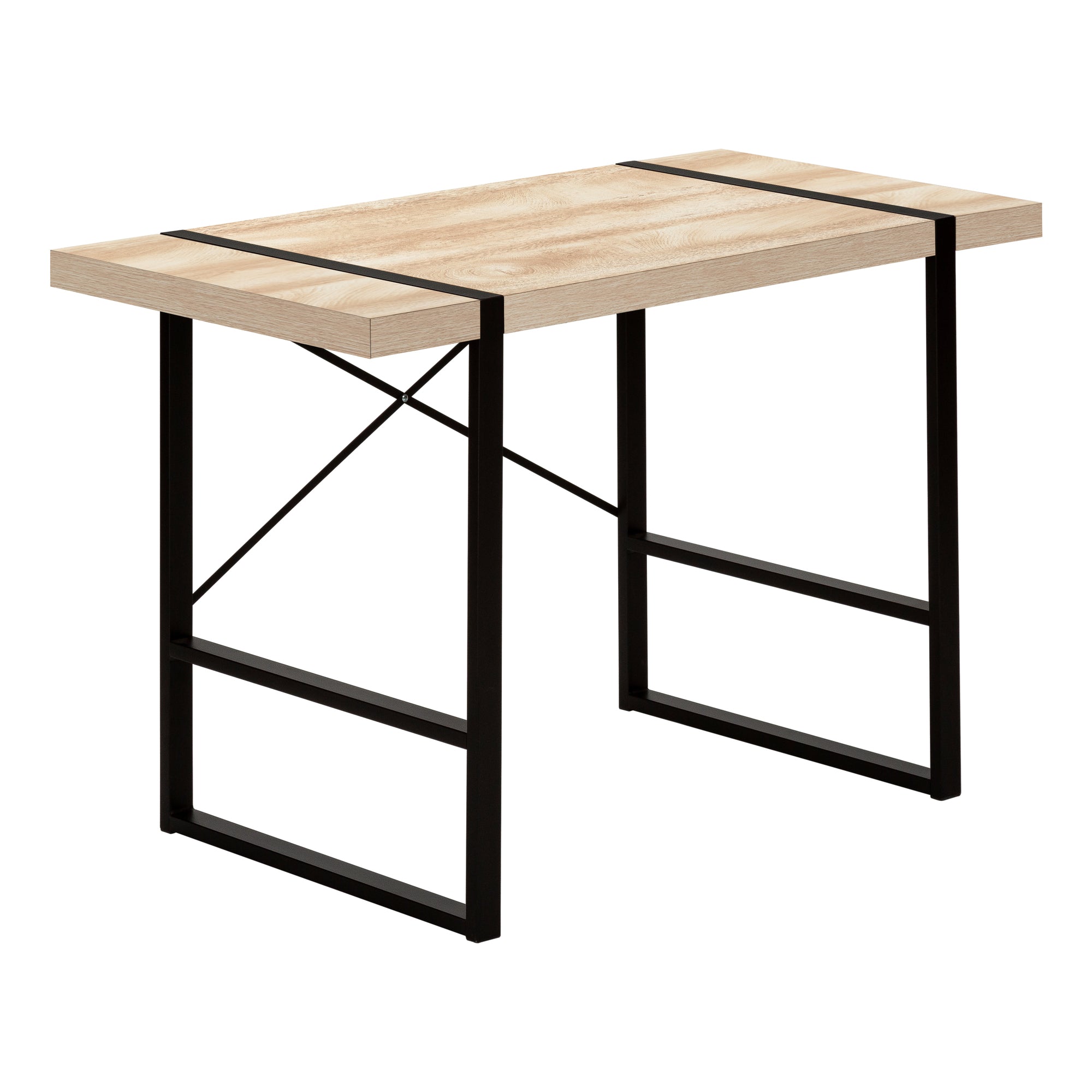 I 7658 Bureau, Bureau À Domicile, Ordinateur Portable, 48"l, Travail, Métal, Stratifié, Naturel, Noir, Contemporain, Moderne - Simple Boutique
