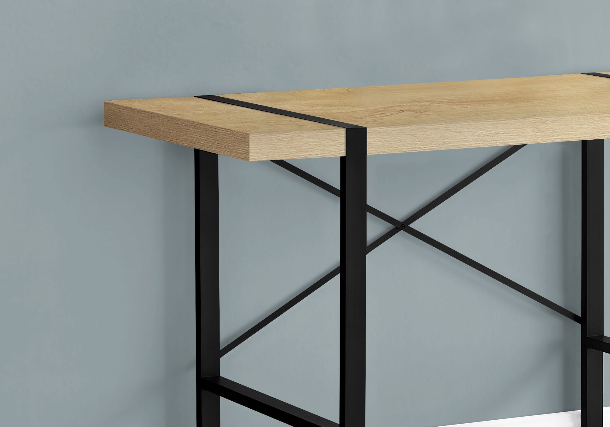 I 7658 Bureau, Bureau À Domicile, Ordinateur Portable, 48"l, Travail, Métal, Stratifié, Naturel, Noir, Contemporain, Moderne - Simple Boutique