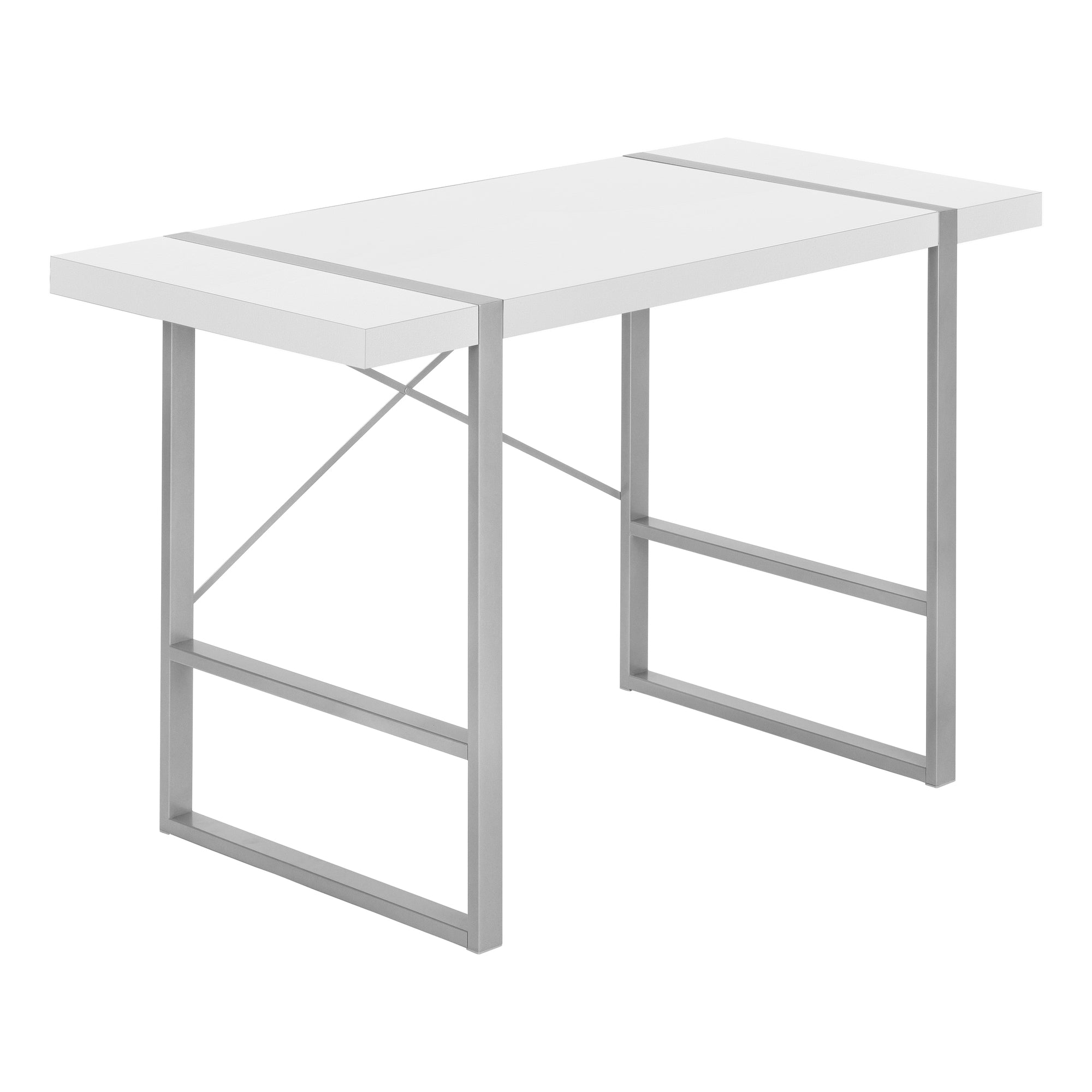 I 7663 Bureau, Bureau À Domicile, Ordinateur Portable, 48"l, Travail, Métal, Stratifié, Blanc, Gris, Contemporain, Moderne - Simple Boutique