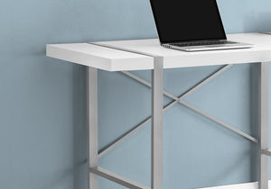 I 7663 Bureau, Bureau À Domicile, Ordinateur Portable, 48"l, Travail, Métal, Stratifié, Blanc, Gris, Contemporain, Moderne - Simple Boutique