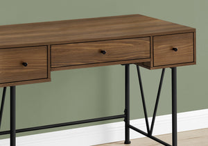 I 7670 Bureau, Bureau À Domicile, Ordinateur Portable, Tiroirs De Rangement, 48"l, Travail, Métal, Stratifié, Noyer, Noir, Transitionnel - Simple Boutique